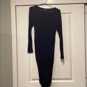 Maternity dress- Navy ruched long sleeve